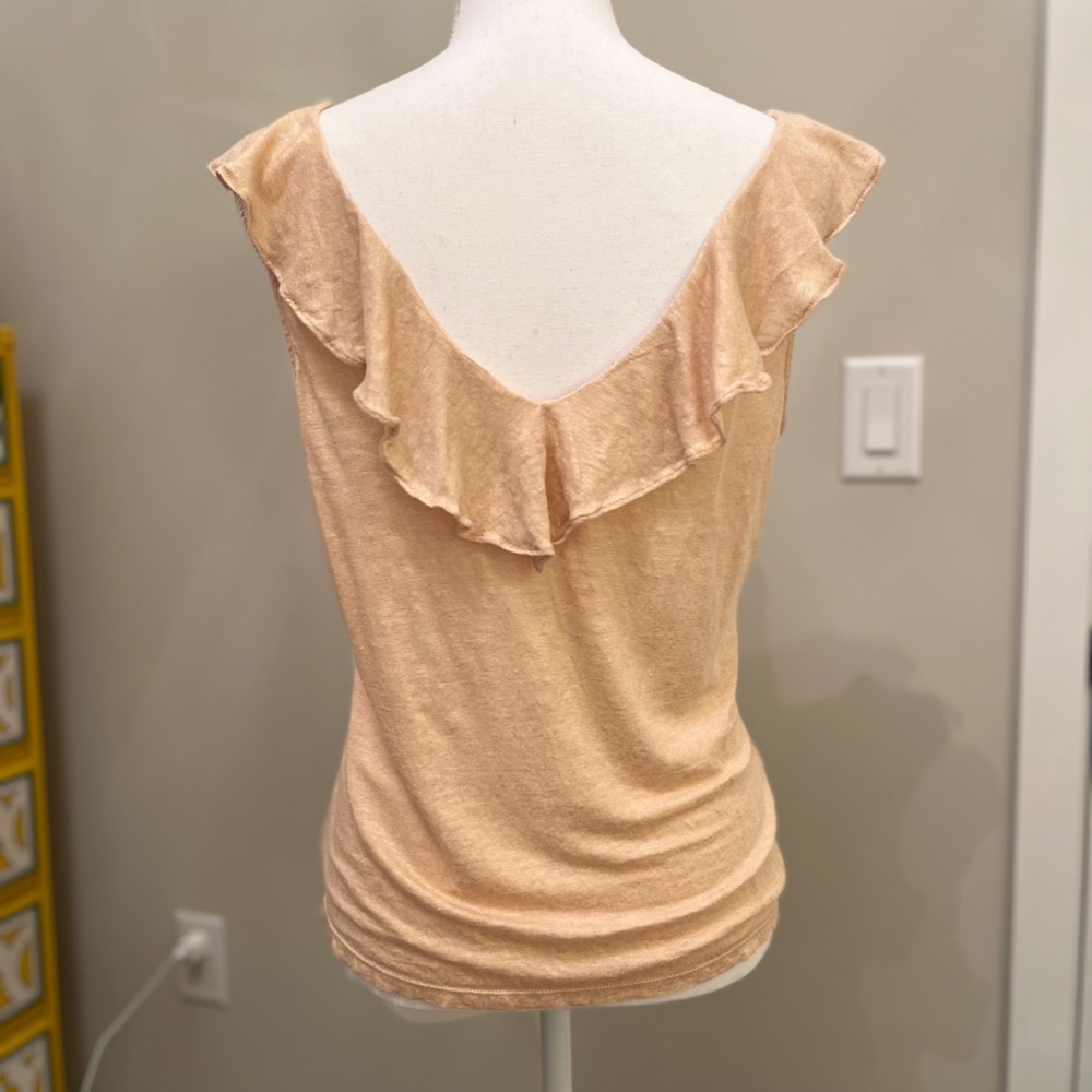 Lilly Pulitzer Gold Linen Ruffle Tank Large - Picture 7 of 10